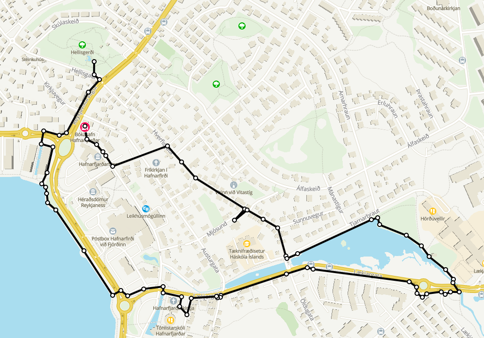Kort af göngu um Hafnarfjörð