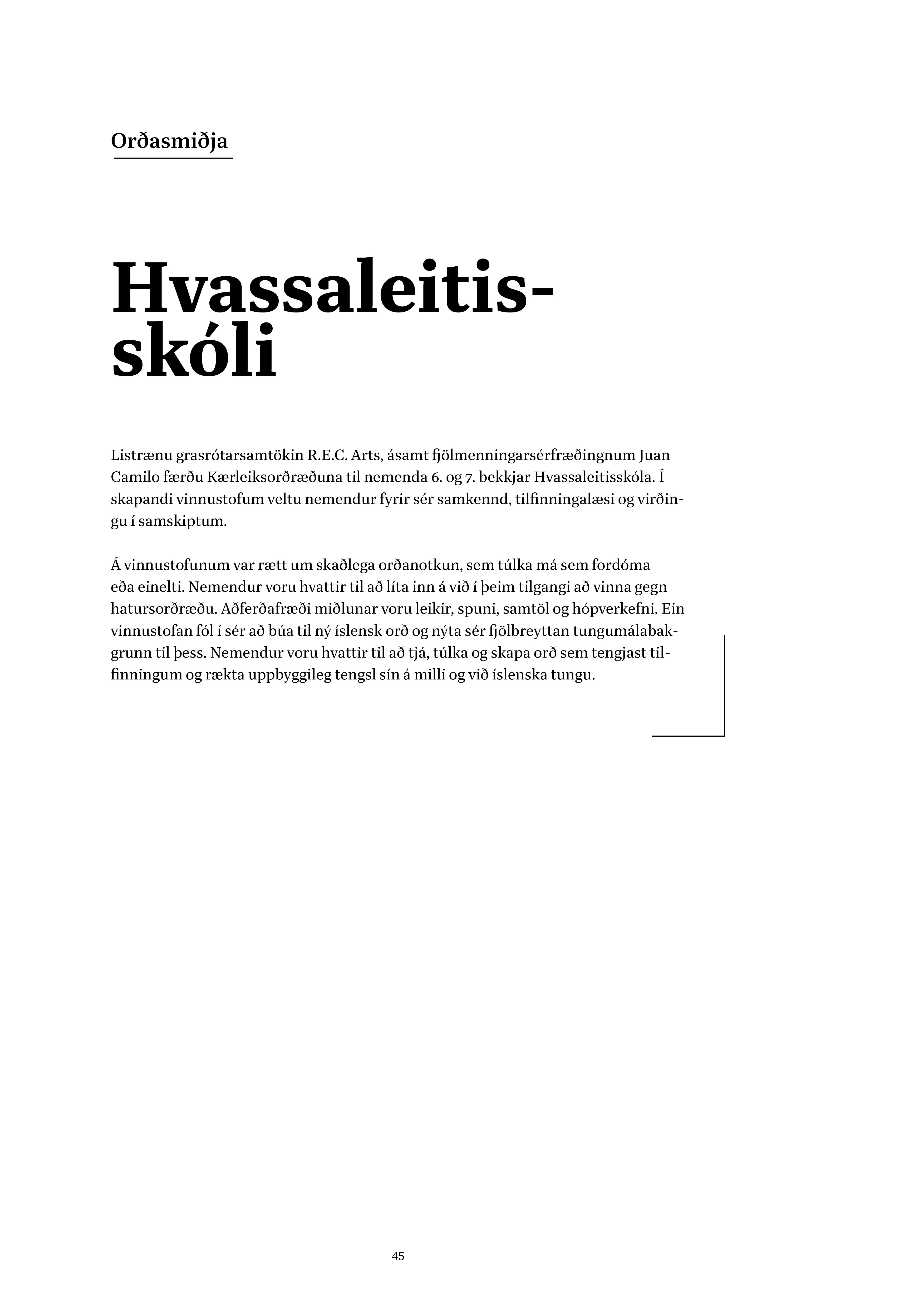 Hvassaleitisskóli Kærleiksorðræða