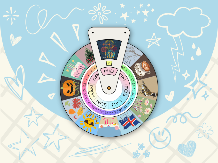 A circular calendar, decorated in a fun way.