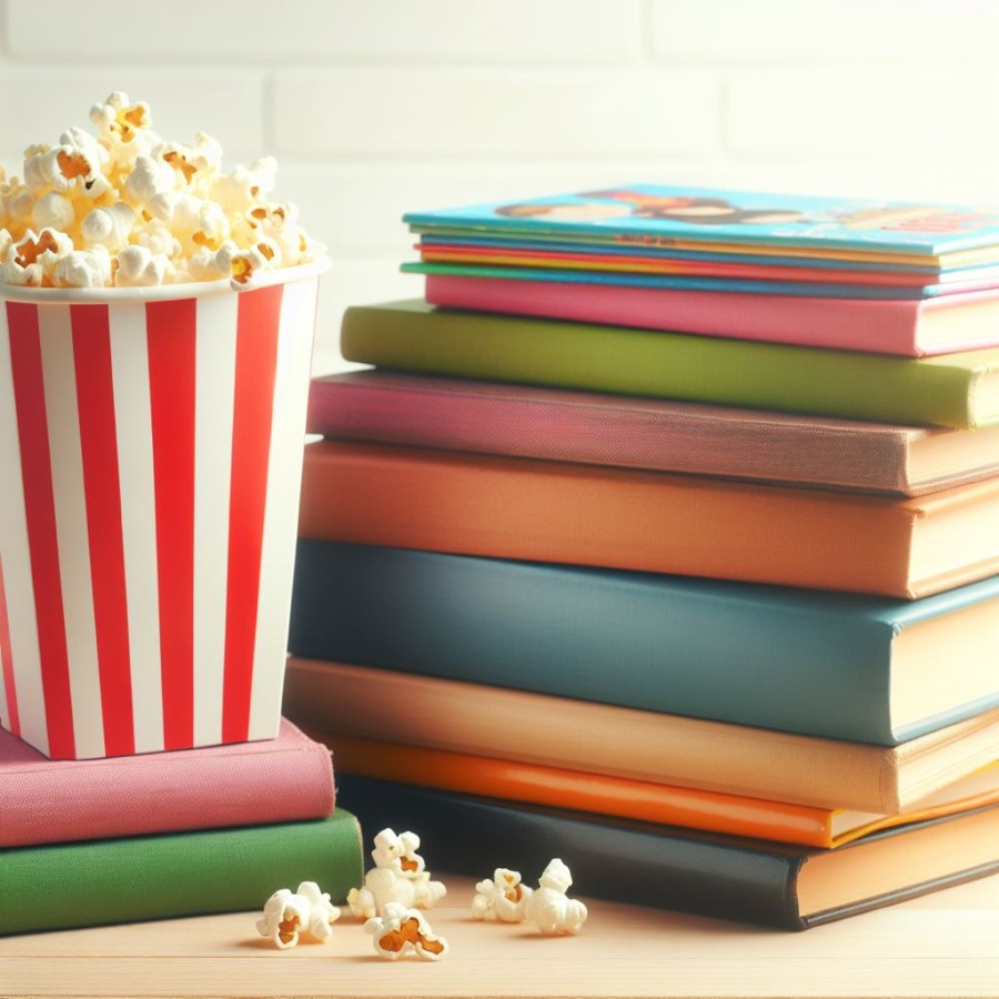 Books and movie pop corn