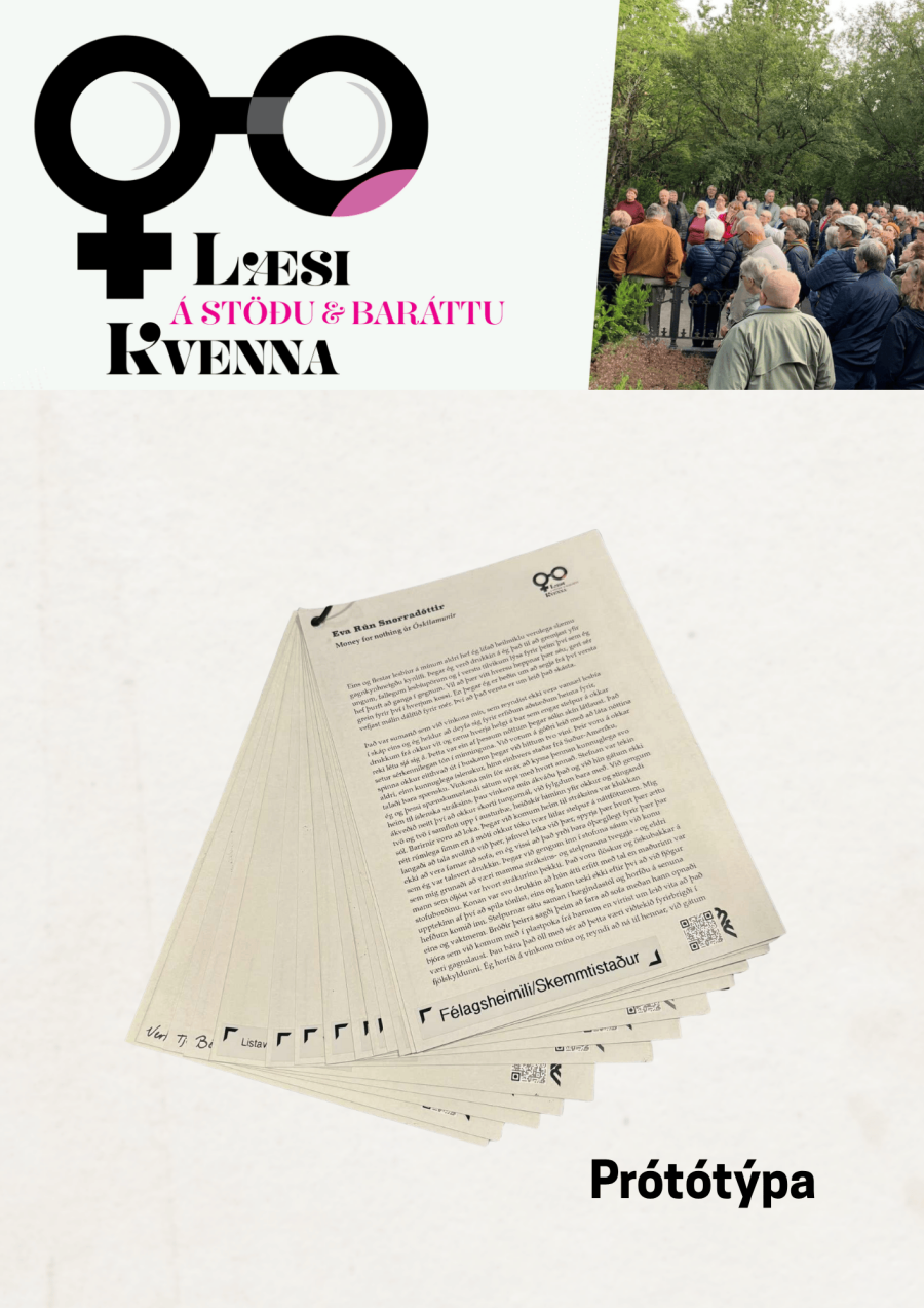 Mynd af prótótýpu af bókmenntagönguspjöldum