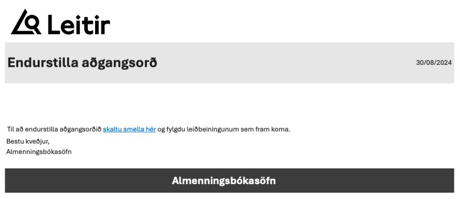 Nýtt lykilorð, póstur