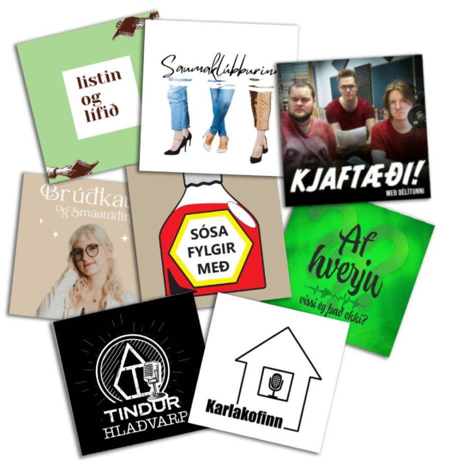 Samsafn af einkennismyndum nokkurra hlaðvarpa