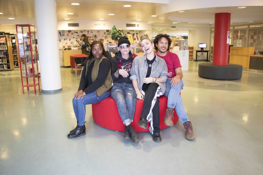 REC Arts and Juan Camilo in the library
