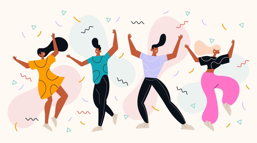 Fólk að dansa zumba