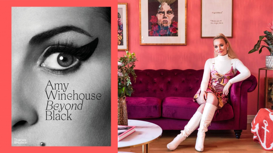 Beyond Black/Þórunn Antonía Bókarkápa bókarinnar Beyond Black (mynd af Amy Winehouse) splæst saman við mynd af Þórunni Antoníu í rauðu herbergi