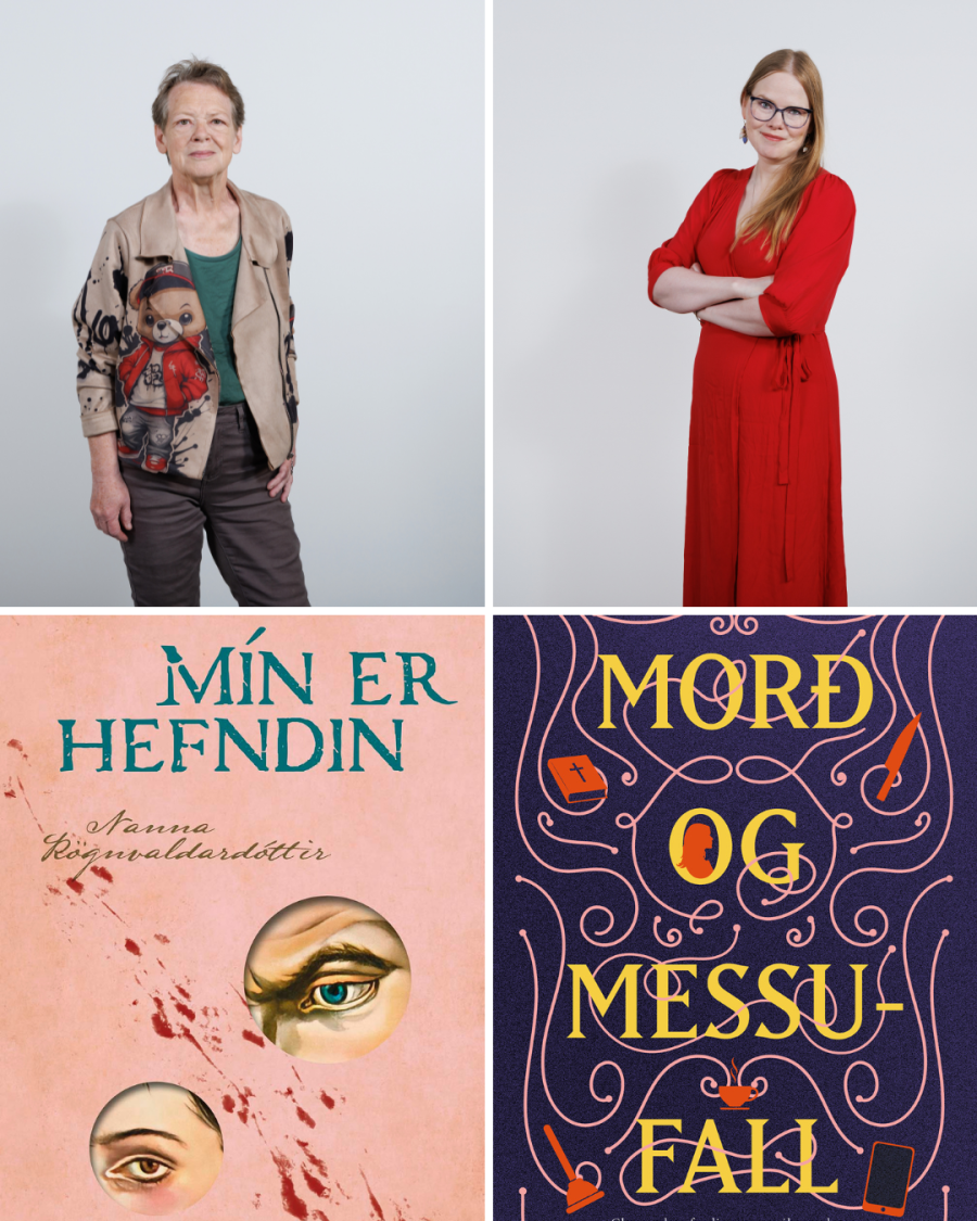 Nanna Rögnvaldar og Arndís Þórarins og myndir af bókakápum
