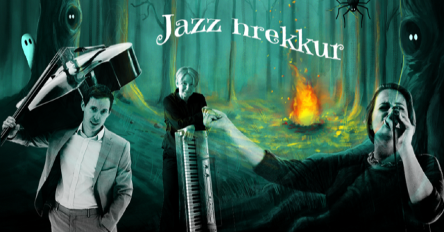 Tónlistarfólk í dimmum skógi, draugur