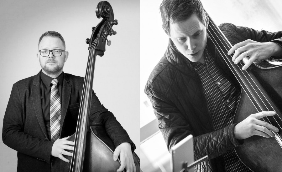 Leifur Gunnarsson og Þorgrímur Jónsson spila saman á tvo kontrabassa Borgarbókasafnið Grófinni Jazz í hádeginu Leifur Gunnarsson og Þorgrímur Jónsson spila saman á tvo kontrabassa