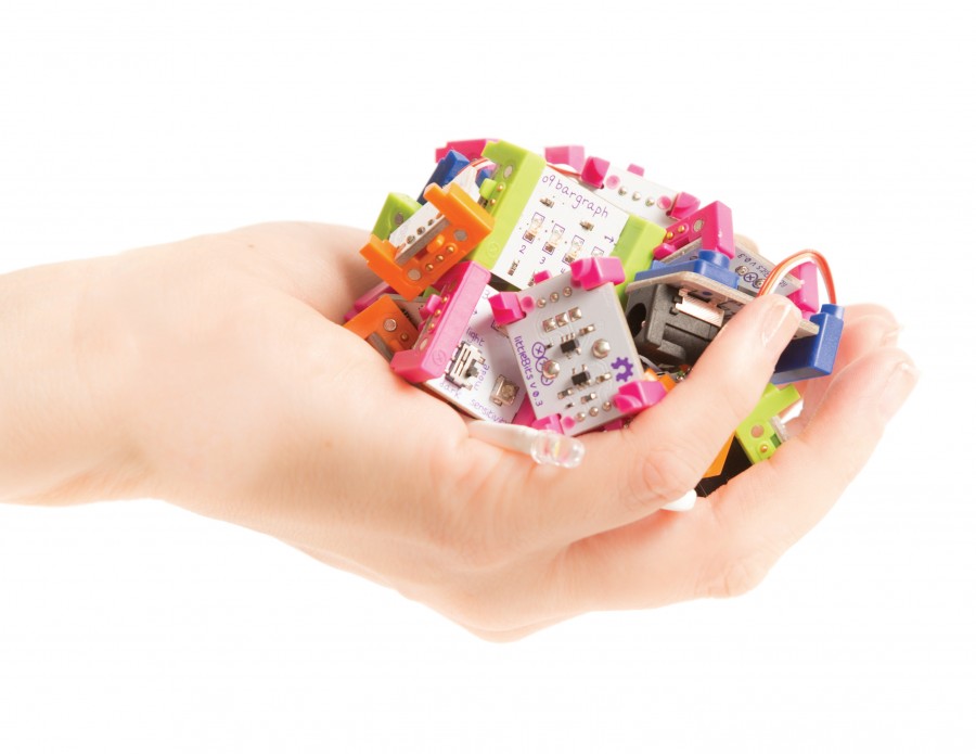 LittleBits electronic bits on a hand