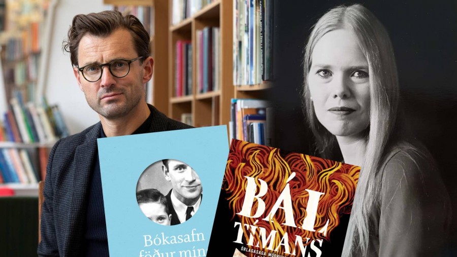Arndís Þórarinsdóttir og Ragnar Helgi Ólafsson ræða bækur