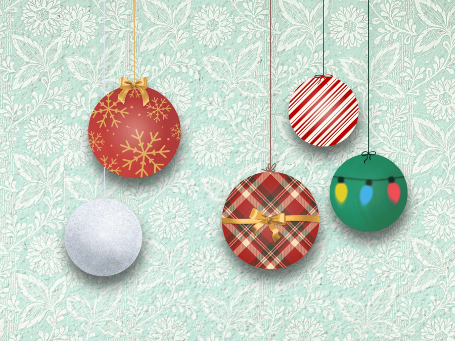 Several christmas ornaments.