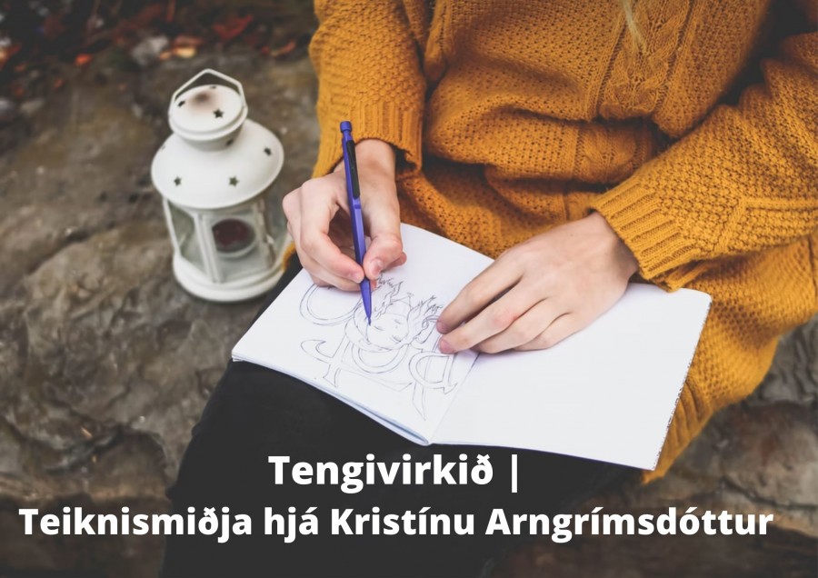 mynd af konu að teikna