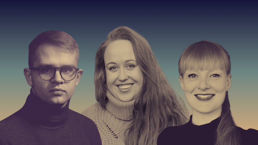 Photo of the three poets who will read their poems in Icelandic.