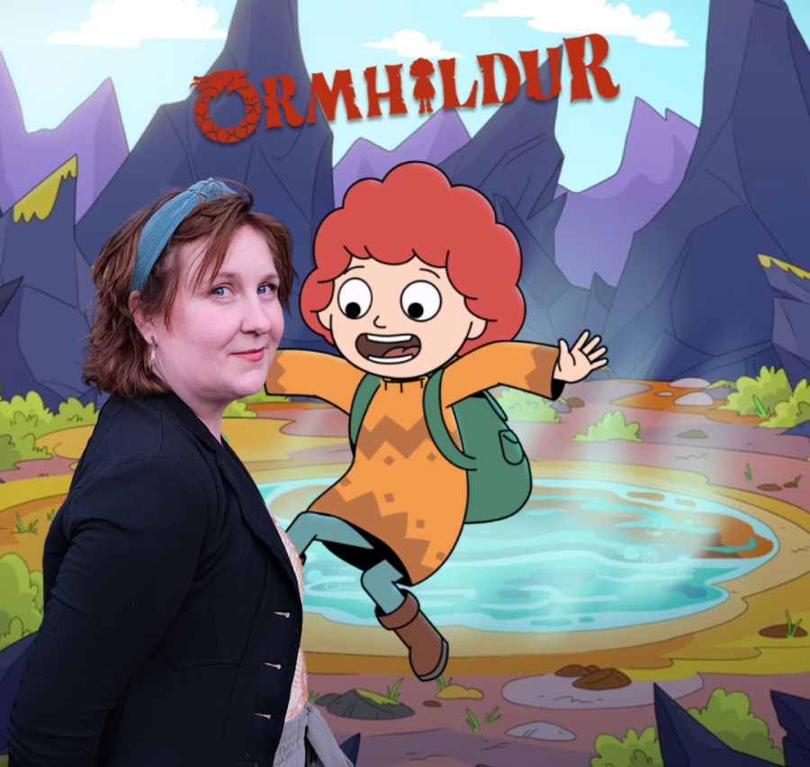 Teiknarinn Þórey Mjallhvít og teiknimyndapersónan Ormhildur