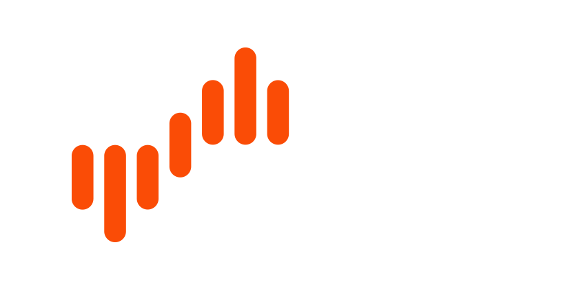 Hvítt letur og appelsínugul grafík